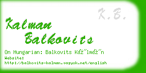 kalman balkovits business card